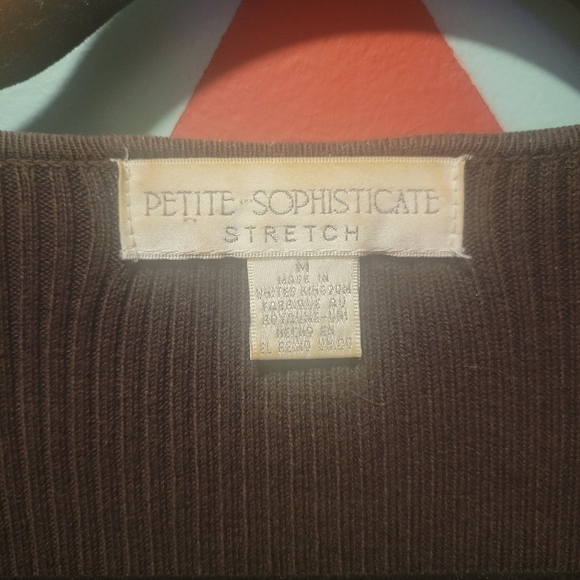 Petite Sofisticate Women's Vintage Brown Button Up Strech Cardigan Size Medium - Picture 6 of 9